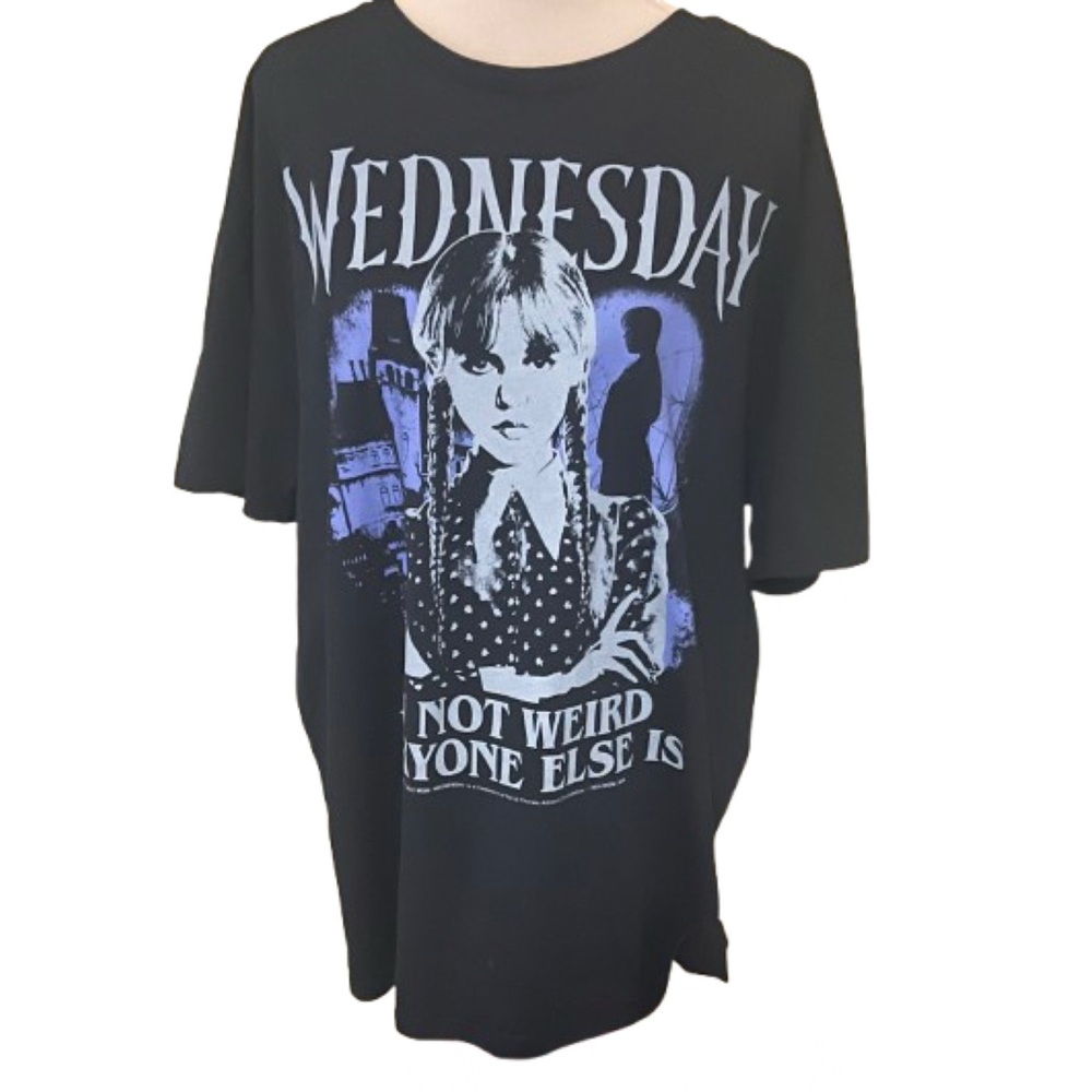 Wednesday Addams I’m Not Weird Black Purple Tee Size XL Goth Grunge Whimsigoth